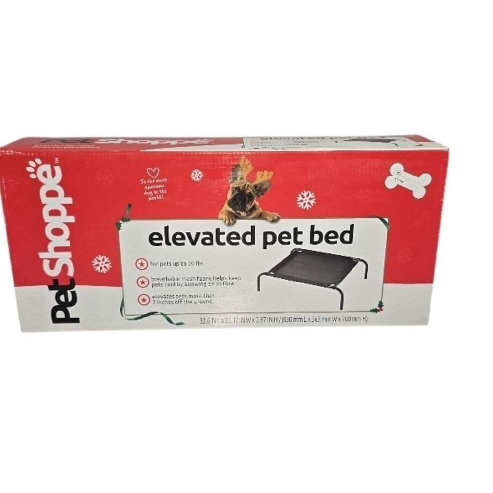 Pet Shoppe Elevated Pet Bed Small up to 20 lbs Breathable Mesh Cot Holiday New